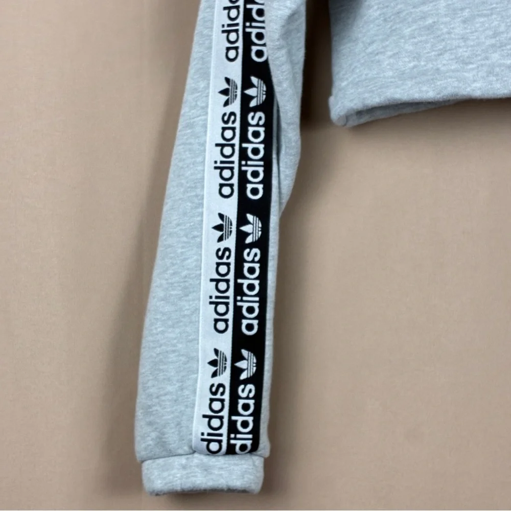 Adidas Originals Cropped Half Zip Sweatshirt XS Grey Streetwear Clean Girl Y2K - Picture 4 of 10